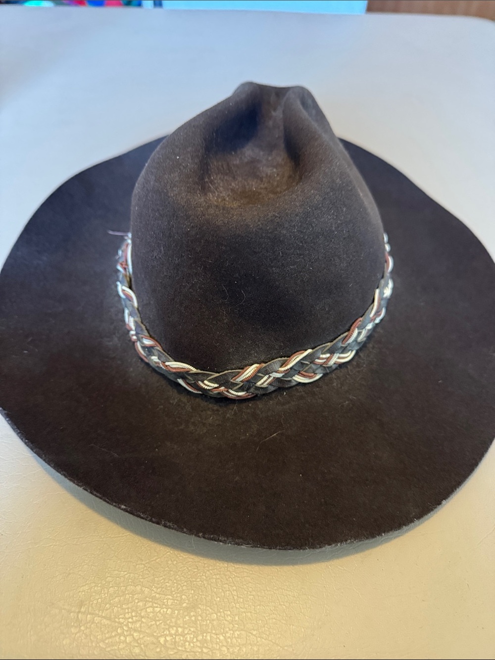 Men's Black Felt Western Hat with Braided Band